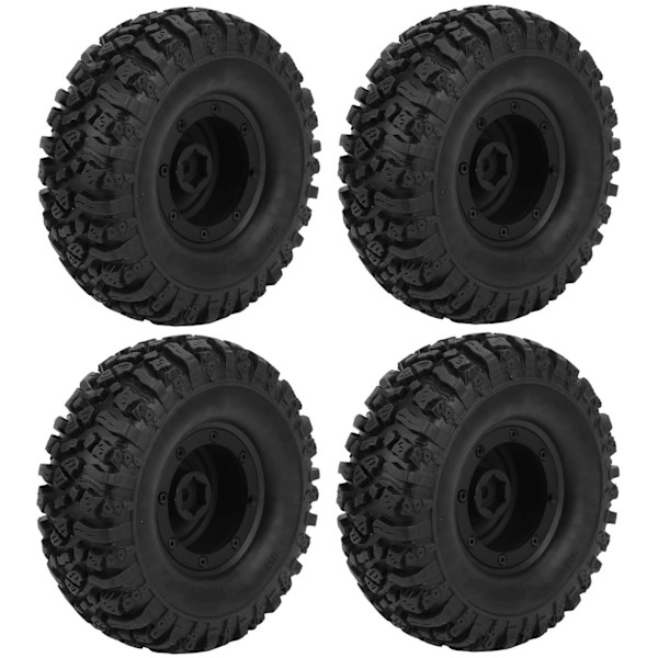 4 kpl 1/10 RC Crawler 1,9 tuuman alumiinivanteet ja 115 mm kumirenkaat D90/F350/SCX10 musta