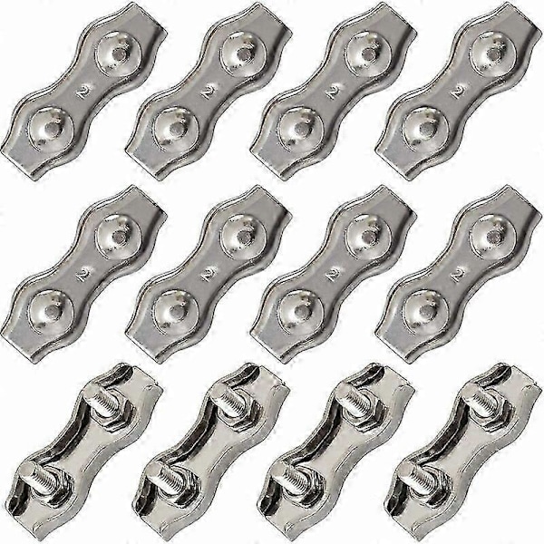 Duplex Klemmer i Rustfritt Stål Doble Kabelfester i Rustfritt Stål Tauforbinder Duplex Klemme M2 Kabelfeste For 1.5mm Metall Wire Tau Kabler