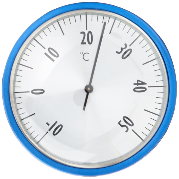 Analog pooltermometer i rostfritt stål med fixeringsrep för pooler och dammar - blå