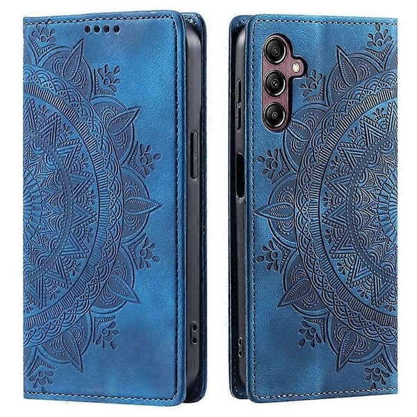 Kompatibel med Samsung Galaxy A55 5G Läderfodral Mandala Blomma Plånboksfodral Blue