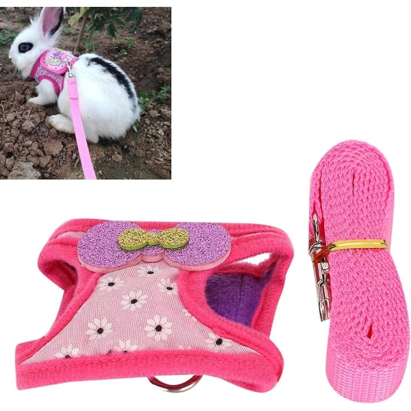 Litet set för husdjur - bekväm dragväst med bröstrem för kaniner, hamstrar, marsvin (medelstor) - rosa