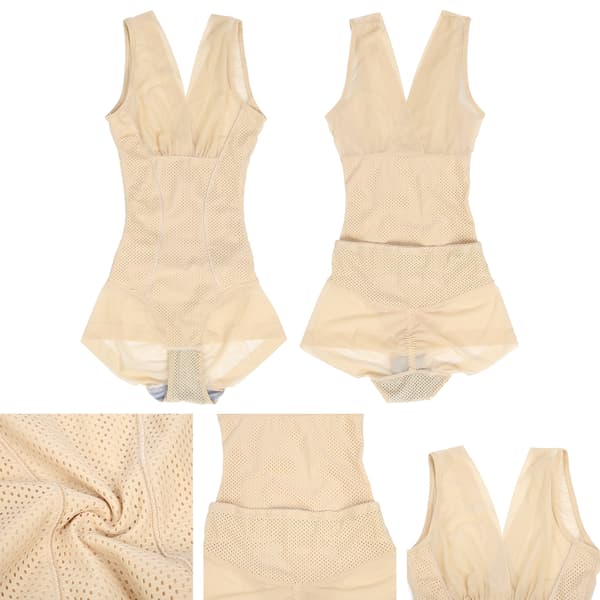 Super Tunn Magkontroll Kroppsformare Bantande Elastisk Midjetränare Gördel Bodysuit (Khaki)XXL