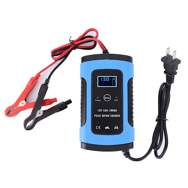 12V 6A Pulserande batteriladdare med lågbrusfläkt för bilmotorcykel 100‑240VUS-kontakt