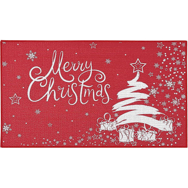 Jul Dörrmatta Julhelg Röd Julgran & Snöflinga Välkomstmatta för Heminredning 50x80cm (Julgran)