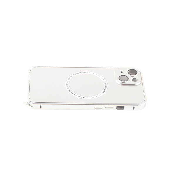 Magnetisk phone case för IOS-telefon 14 360 graders skydd Reptåligt professionellt cover Silver