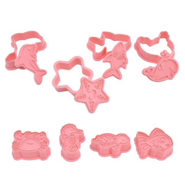 Plastkakformar Havsdjursmönster 3D Cartoon Bakning Pressbar Form för Köksbakverk