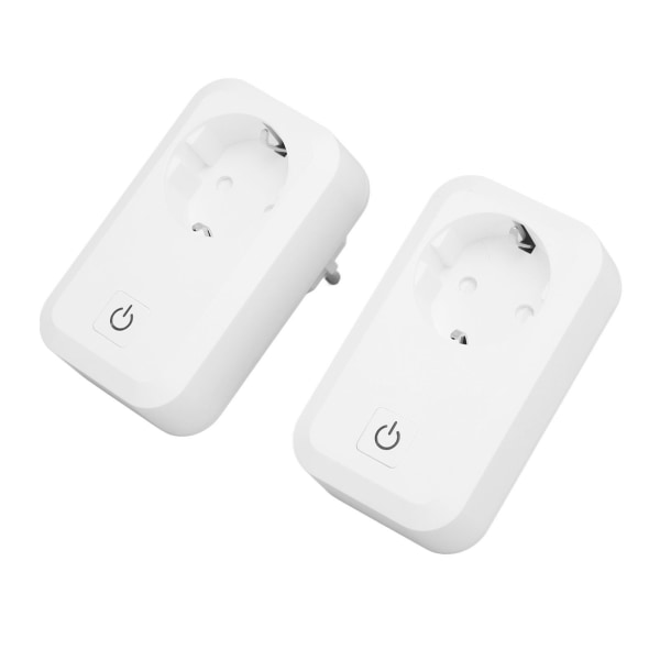 2 stk Smart WiFi-plugg Oppladbar Brannsikker trådløs fjernkontroll Stemmekontroll WiFi Smart Socket Plugg EU-plugg 100‑250V