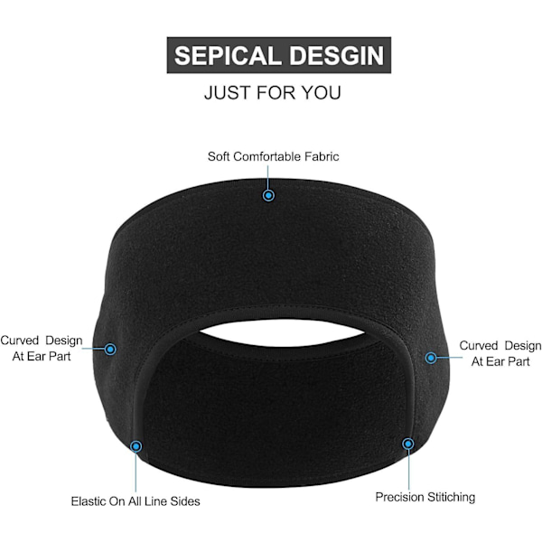 Varmt og koselig hodebånd for vinterører - 2-pakning, lett og elastisk, full øredekning, unisex for voksne