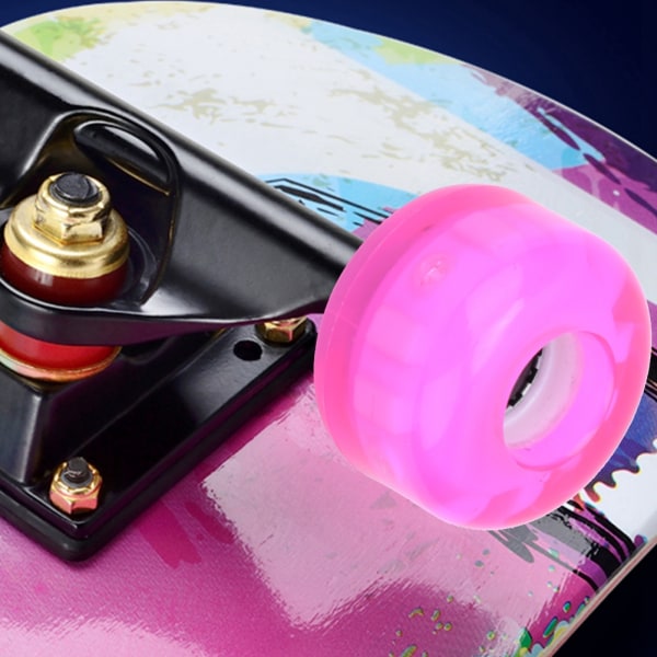 4 STK MS2409 PU Rosa 54x36 mm Skateboard Dobbel Rocker Blinkende hjul Nedhastighets glidehjul