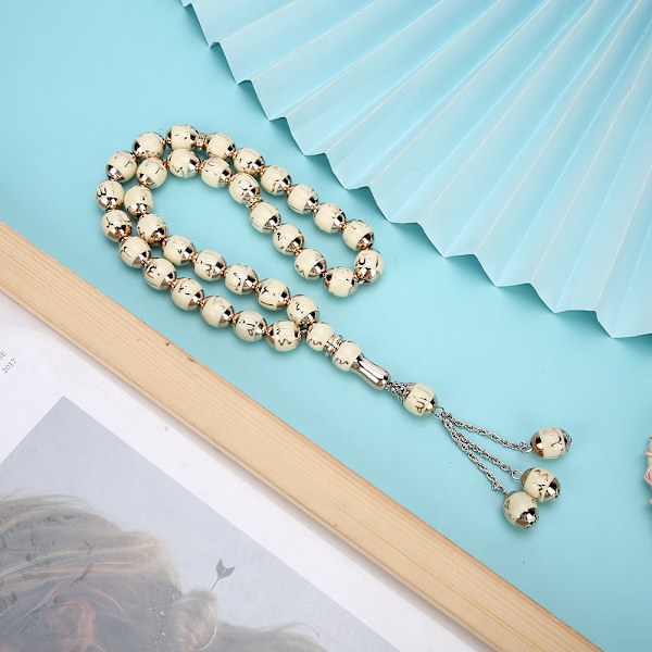 Hartsi Unisex Muslimi Rukoushelmet Pyöreä Rediing Words Rosary Palvonta Tarvikkeet Beige