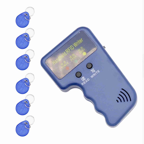 Håndholdt RFID-kortkopimaskine 125KHZ lavt strømforbrug RFID-læserskriver med 6 RFID-kort Nøglerende til hjemmet