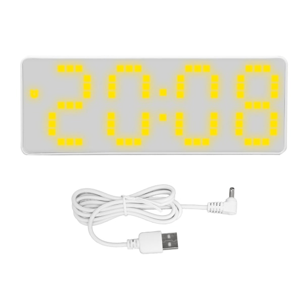 Digitalt vækkeur Justerbar lysstyrke Bright Yellow Number Desktop LCD elektronisk ur med Temp Display