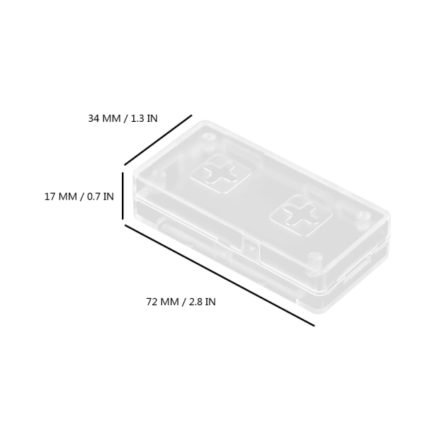 ABS-muovikotelon case cover Raspberry Pi Zero W / 1.3:lle (läpinäkyvä)