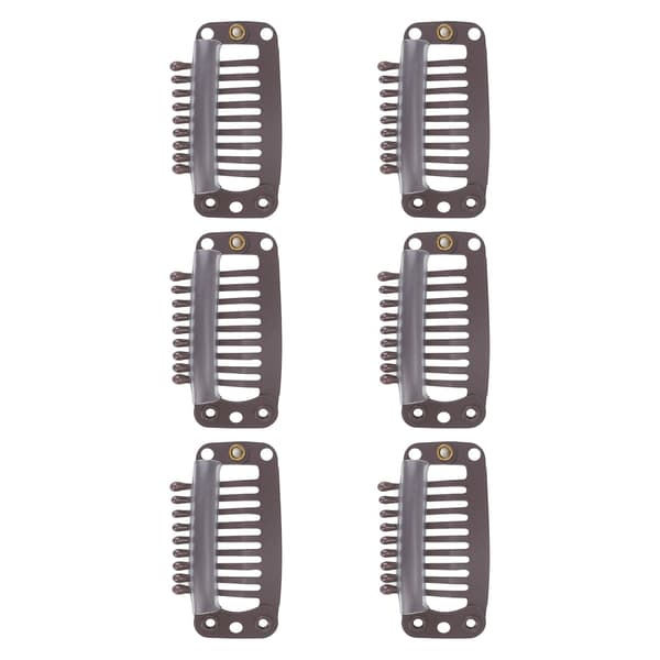 40 stk. Hårparykclips i rustfrit stål med 9 tænder, holder hårextensions og hårstykker fast, 32 mm, mørkebrun
