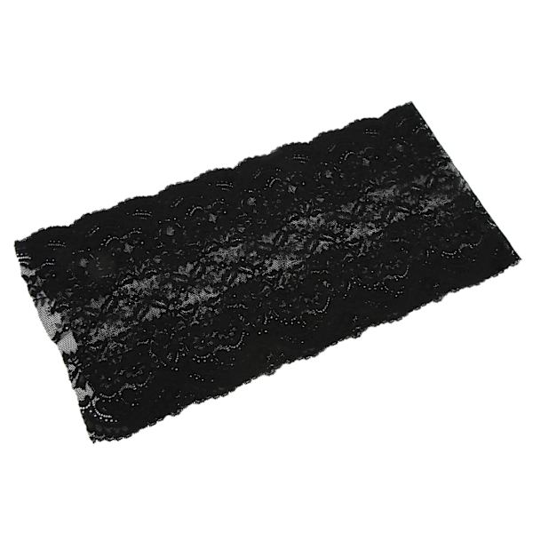 Spetsband 10 meter 23 cm bred mjuk elastisk dekorativ spets tyg för hantverksdekorationer blommönster svart