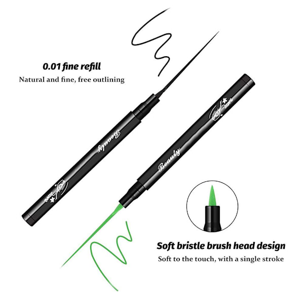 12 väriä Matte Nestemäiset Eyeliner Set Värilliset Eyeliner Pens Pitkäkestoiset Vedenpitävät Tahrankestävät Nestemäiset Eyeliner Kynät