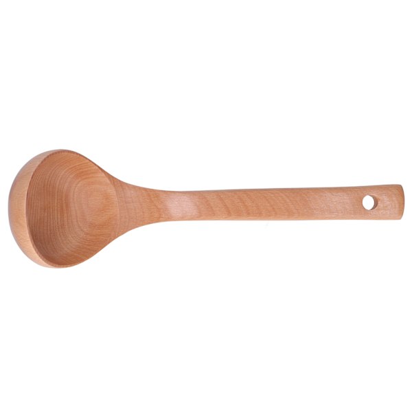 Træslev til suppe med ophængningshul, langt håndtag, letvægts 27,5x7,5cm/10,8x2,9in