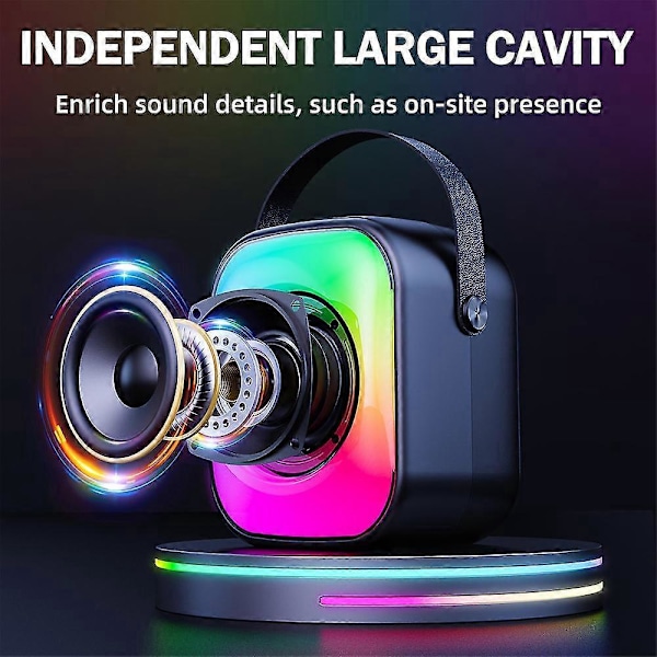 L7 Trådlös Bluetooth-högtalare Multifunktion med 2 Mikrofoner Rgb Portabel Musikspelare Karaokemaskin För Barn Hem Present ZD.16 svart