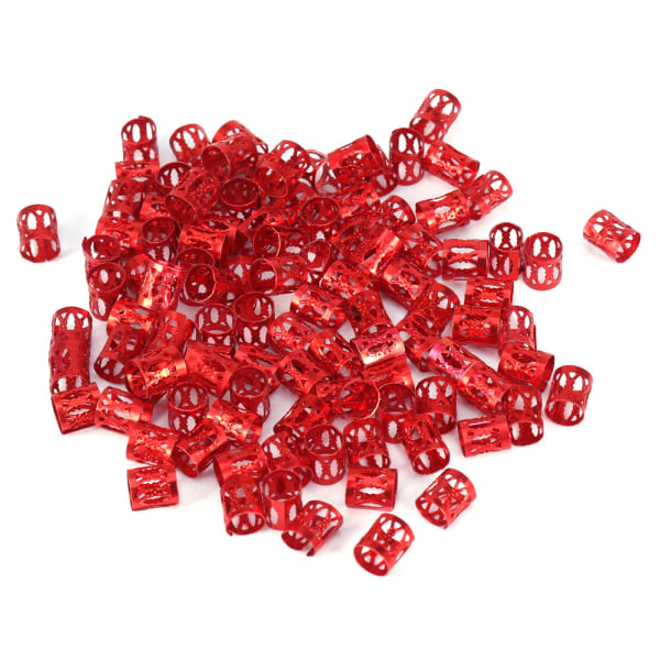 100 STK/pose Nytt fargerikt hårfletteperler Ringer Mansjettdekorasjonsverktøy Tilbehør (rød)