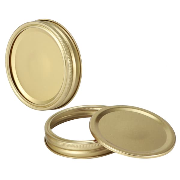 Opdelte miniglaslåg i rustfrit stål, beholderforseglingslåg til opbevaring af krydderier og honning (20 stk. 70 mm guld cirkulær ring + dækplade)