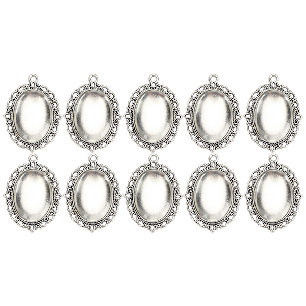 10 set glasplåsterhänge ovala brickor glascabochon klara kupolplattor DIY smyckestillbehör
