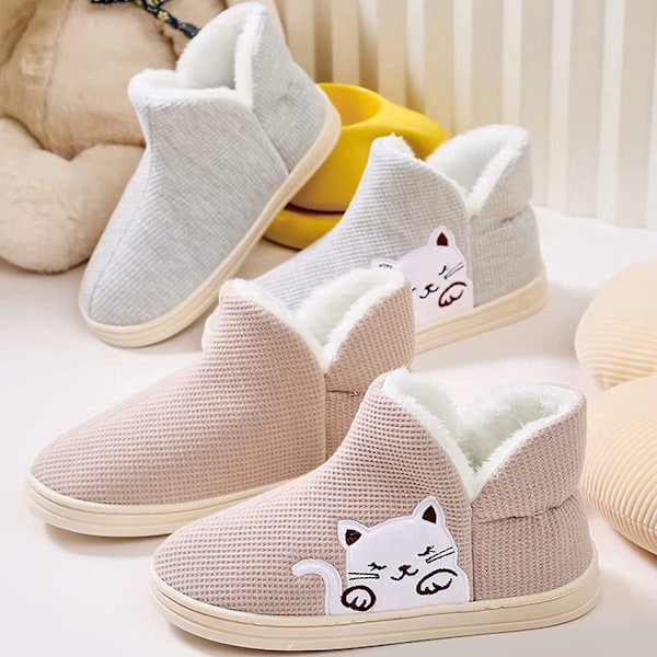 Dames Høj Slippers med Pelsforing Varme Vinter Slippers （Størrelse：38-39）