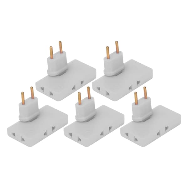 5 stk. EU-stikkontaktomformer trådløs 180 graders forlengelse 1 til 3 EU-pluggadapter 110-250V hvit