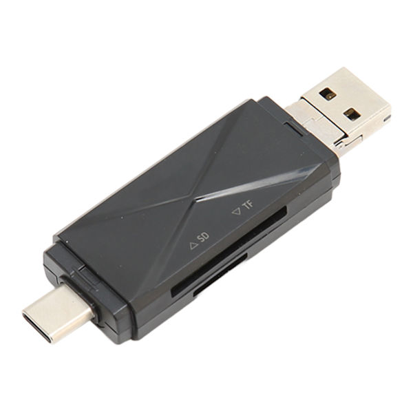 Hukommelseskortlæser Bærbar Mini 3 i 1 USB C USB 2.0 Micro USB Storage Card Reader med 3 stik