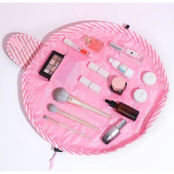 (Rosa) Portabel Rese Kosmetisk Sminkväska Stor Kapacitet Lazy Makeup Dragsko Design Toalettväska Perfekt för Kvinnor Flickor