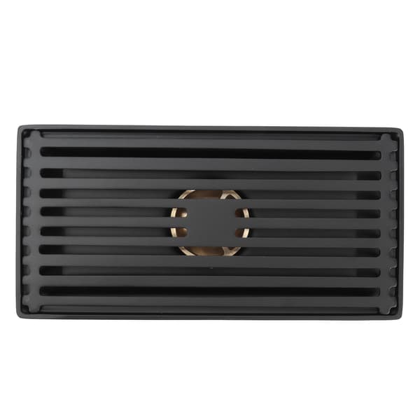Sort Gulvsluk med Avtakbart Deksel Rustfritt Stål Baderom Kjøkken Tilbehør 10x20cm