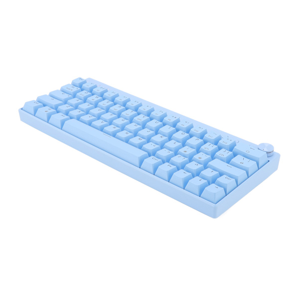 3 moduser trådløst mekanisk tastatur 64 taster trådløst 2.4G Type C kablet N Key Rollover Blått mekanisk tastatur med knott RGB Blå bryter