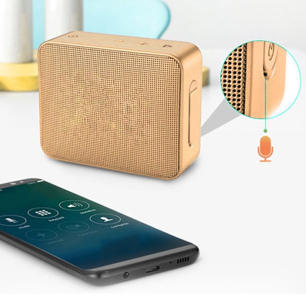 Langaton Bluetooth-kaiutin HiFi-stereobassolla, monitoiminen minikannettava langaton kaiutin ulkoilmatkalle kotiin, kulta