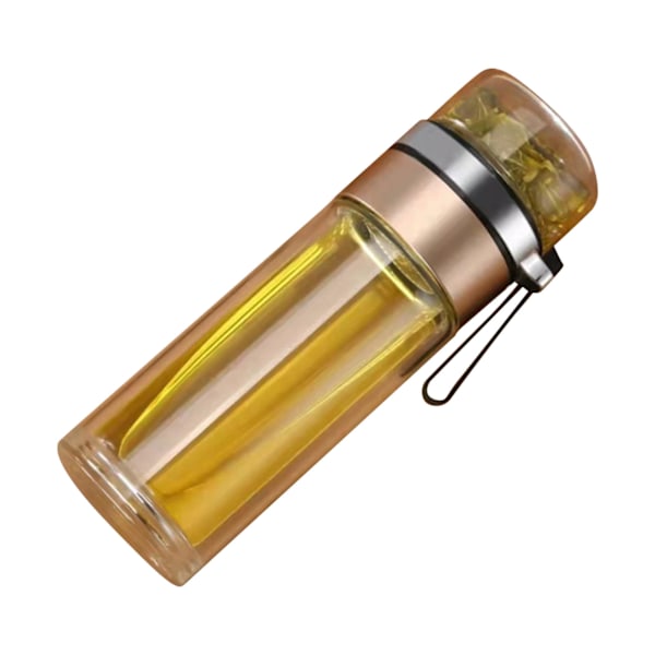 Glas Transparent Te-flaska Bärbar Te Vattenflaska Te och Vatten Separationsflaska Guld