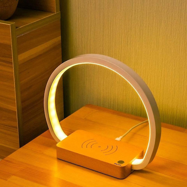 Trådløs Ladelampe til Sengen med USB-Port og Telefonholder