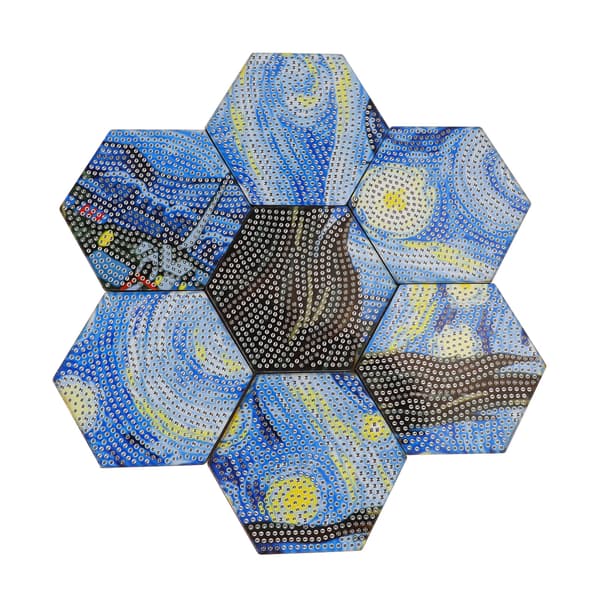 7 stk. Rhinstensmaleri Coasters Sæt DIY Håndværk Klare Symboler Coaster Rhinstenssæt til Børn og Voksne