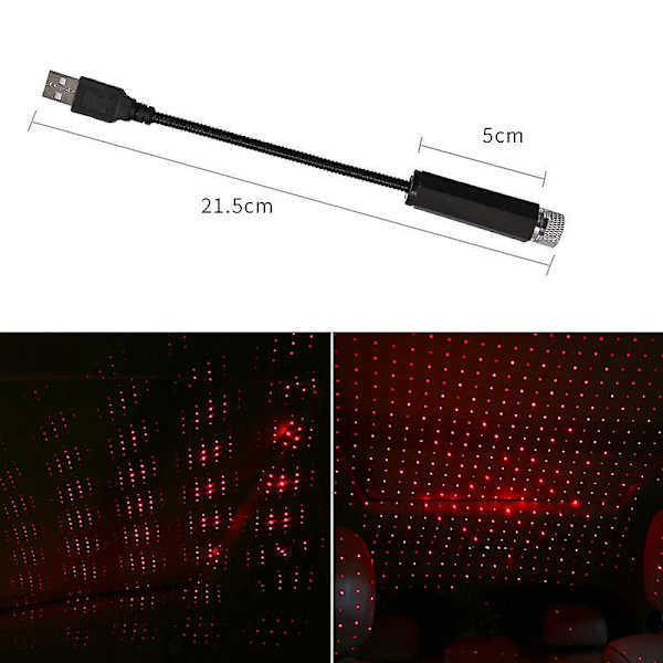 USB Mini Stjerneprojeksjonslys - Slitesterkt LED nattlys for festivaler, bildekorasjon - Romantiske USB-lys (1 stk)