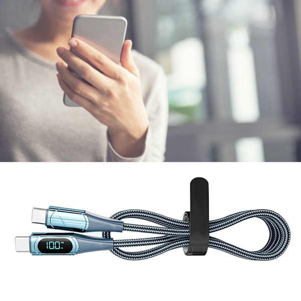Snabbladdningsdatakabel PD LED Digital Display USB-datakabel för bärbar dator surfplatta telefon 6,6 fot blå