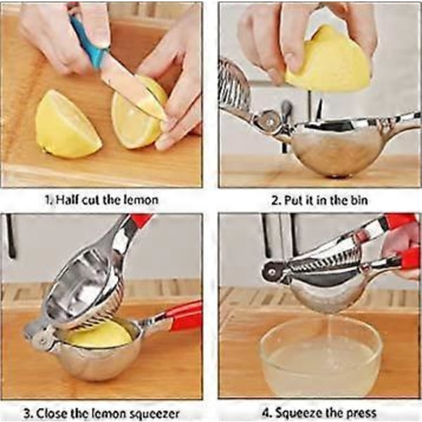 22 cm - Rød manuel citronpresser med blødt greb - Meget robust - Til presning af citron og citrusfrugter - Let at rengøre -