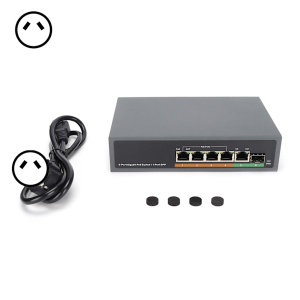 POE-switch 5-port Full Gigabit SFP optisk fibergrænseflade IEEE802.3af/at 65W netværksenhed 100-240VAU-stik