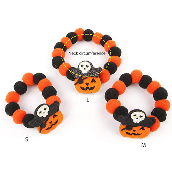 Halloween Lemmikkieläimen Panta Söpö Kurpitsa Lepakko Pääkallo Design Turkispallo Koiran Panta Joustava Pennun Kaulakoru Lemmikin Cosplay Asuste -CHN L Violetti