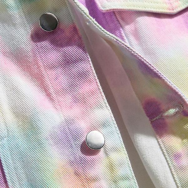 Børstet Denim Jakke XL Herre Tie Dye Multicolor