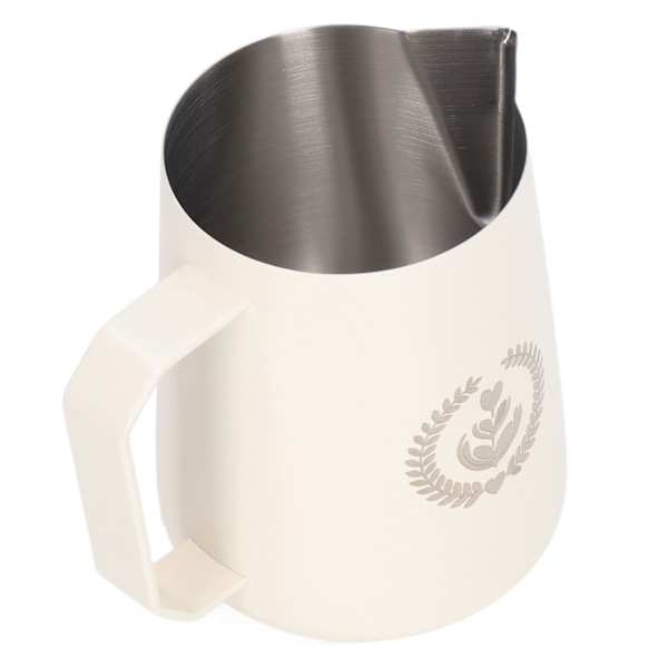 Mælkeskummerkande i rustfrit stål, skummekanden, blandingskop, kande til kaffedrikke, 450 ml, hvid