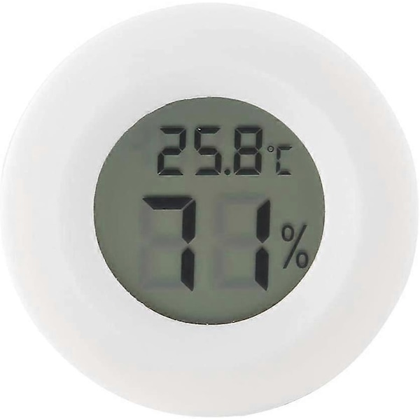 Reptil Termometer, Mini LCD Digitalt Termometer Hygrometer Rund Form til Humidorer Drivhus Have Kælder Køleskab Skab