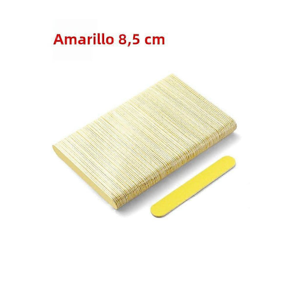 100 KPL Kannettava Kaksipuolinen Kynsiviila Mattapintaisella Mini Kynsienhoitoon ja Manikyyriin Keltainen 8,5 CM