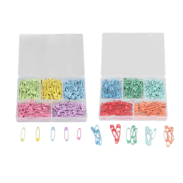 Sikkerhetsnåler i blandede farger i rustfritt stål, sikkerhetsnåler i rustfritt stål, DIY-håndverksbleienåler for husholdningshåndverk 5 farger B-type enkeltboks 325PCS