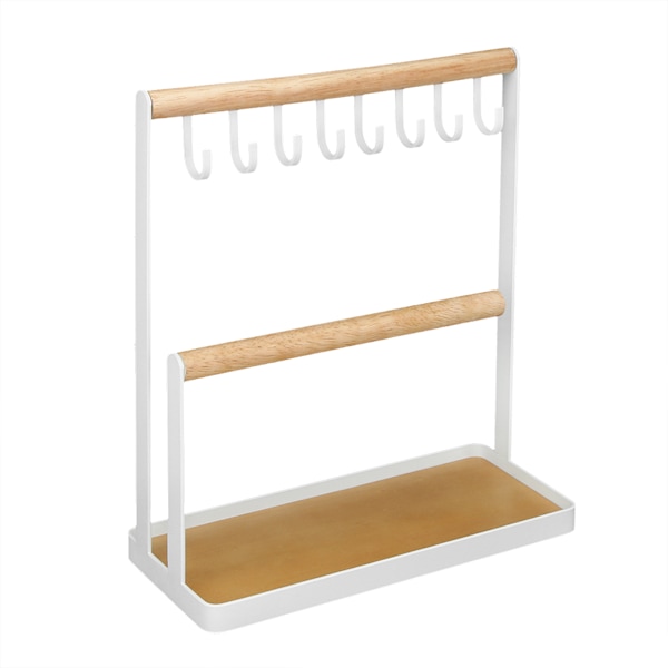 Moderne Metal 2-etagers bordplade armbånd halskæde smykker arrangør display træ stativ med bakke