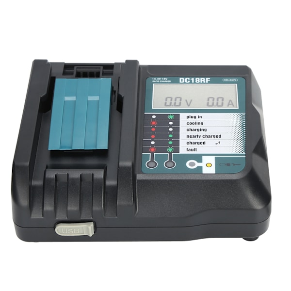 DC18RF laddare med skärm USB-gränssnitt passar för Makita 14V/18V litiumbatteri EU 100V‑240V
