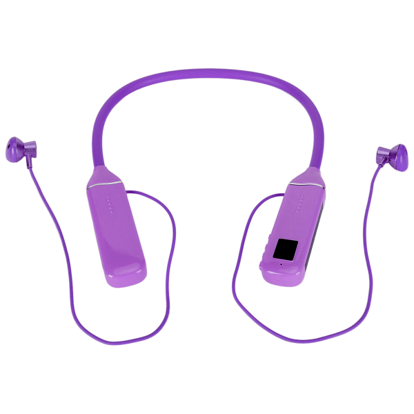 Bluetooth neckband hörlurar LED Power Display Minneskort Uppspelning Magnetiska hörlurar Headset med RGB-bakgrundsbelysning Lila
