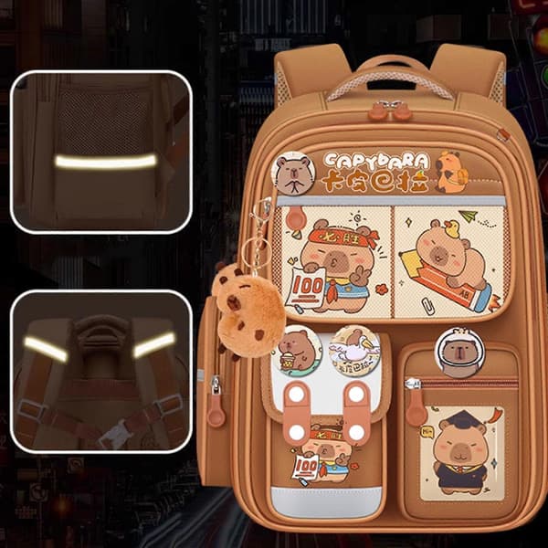 Capybara Backpack for Primary School with Ample Space, Practical Oxford Cloth Bookbags for Students 02 01style 01style 2