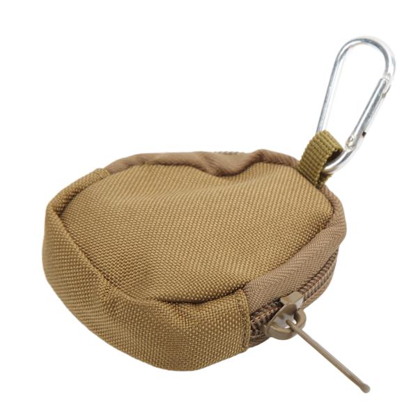 Mini avainlaukku, kannettava, kulutusta kestävä, 1000D pyöreä nylonkantolaukku, jossa kolmiolukko ulkokäyttöön, kuulokkeet, ruskea